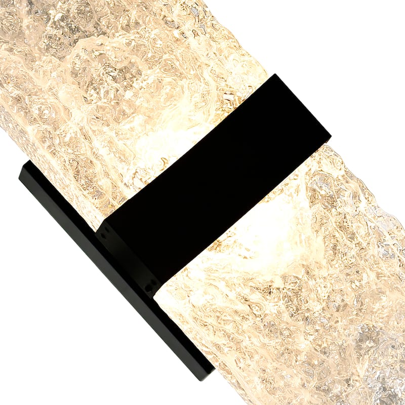 Lava Integrated LED 20in Black Wall Light with Handcrafted Glass