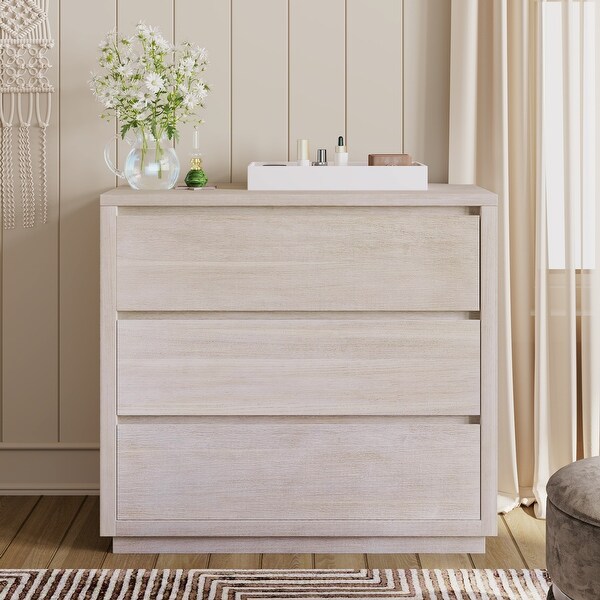 Bedside Table Wood 2 Handlefree Drawer End Table with Metal Runners