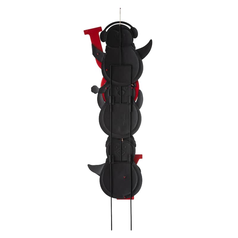 Glitzhome 42"H Christmas Metal JOY Penguin Yard Stake Wall Decor - Multi-color