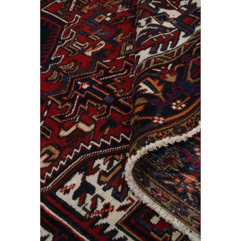 Hand Knotted Oriental 100% Wool Carpet Traditional Medallion Oranges & Rust Heriz Area Rug - 11' 0'' X 7' 10''
