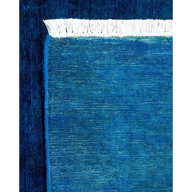 Overton Hand Knotted Wool Vintage Inspired Modern Contemporary Overdyed Blue Area Rug - 3' 2" x 5' 1"