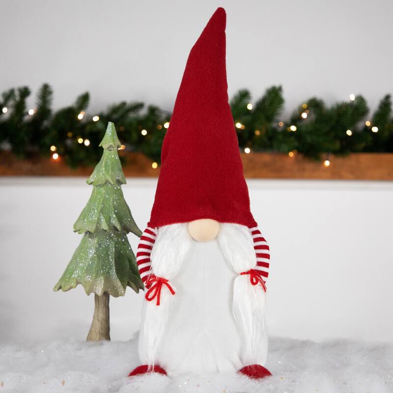 20.5" Red and White "Hands in Pocket" Girl Christmas Gnome Decoration