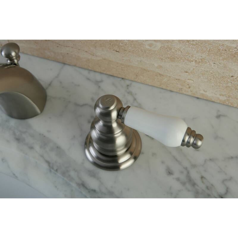 Victorian Mini-Widespread Bathroom Faucet with Retail Pop-Up in Brushed Nickel