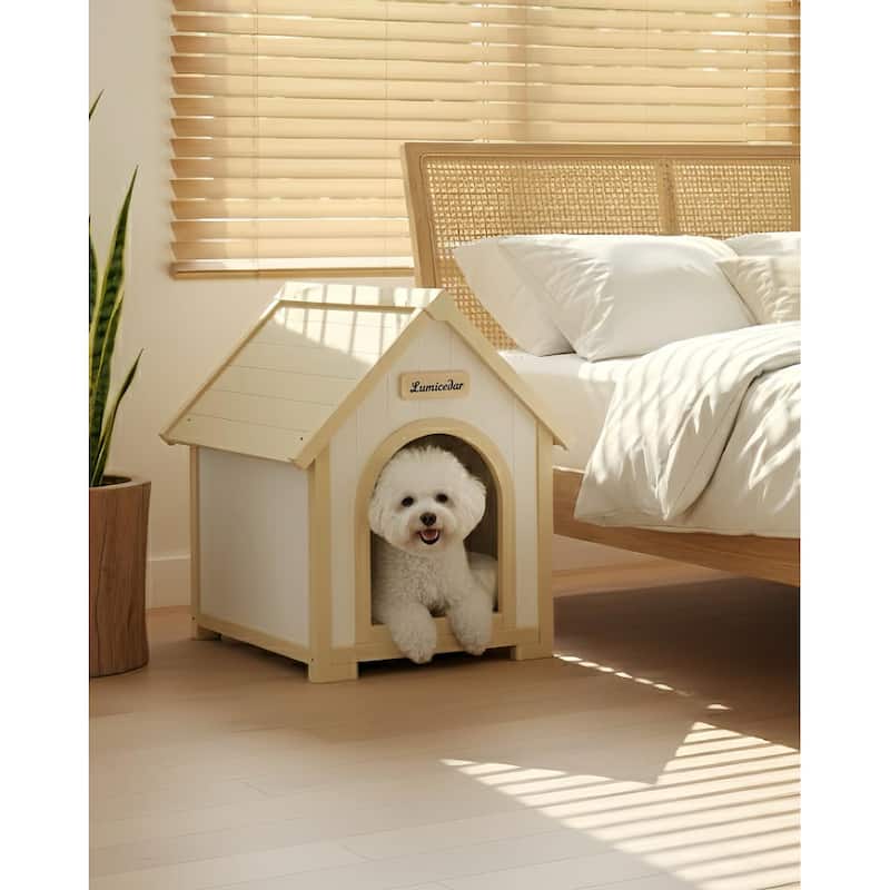 FSC Solid Cedar Pet House Cabin Style Indoor Shelter for Small Dogs & Cats