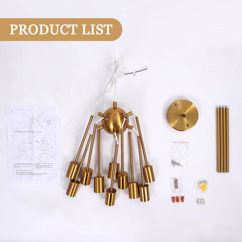 Modern Sputnik Chandelier 10-Light Adjustable Ceiling Light Fixture for Kitchen Dining Room Living Room Bedroom - N/A