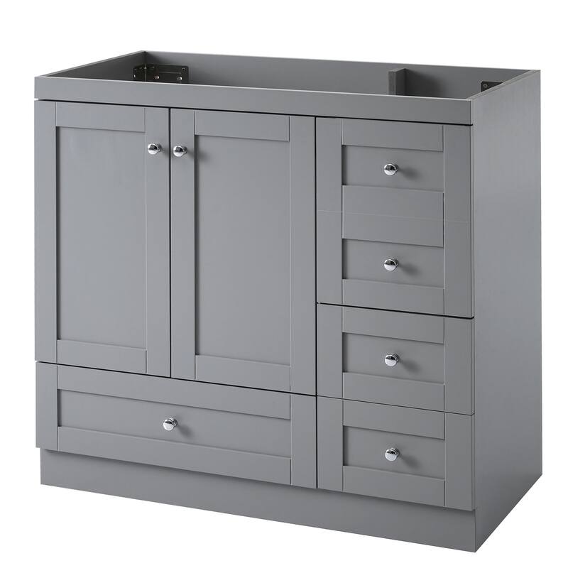 GDFStudio - Vega Wood & Ceramic 36" Shaker Style Bathroom Vanity with Sink, 4 Drawers & 2 Doors