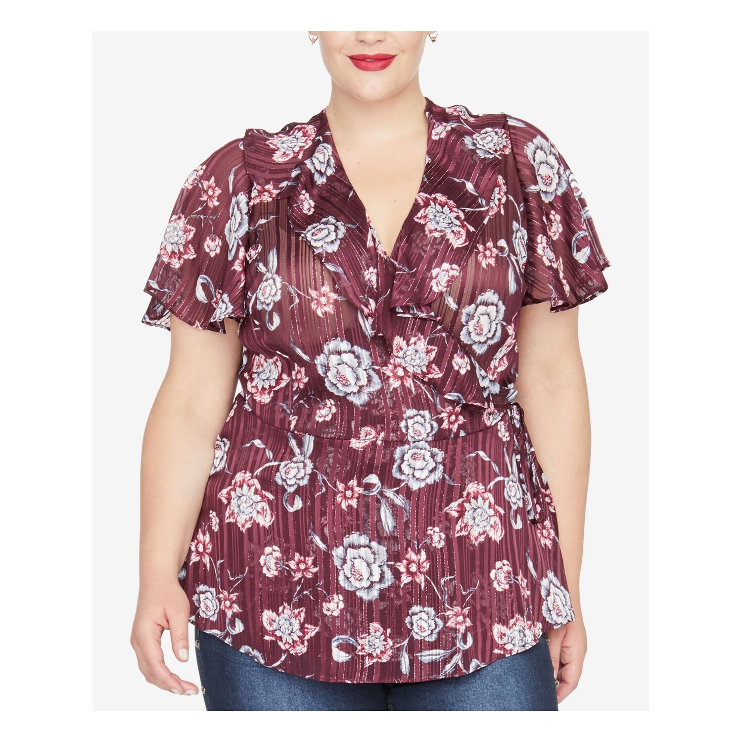 women's short sleeve wrap top