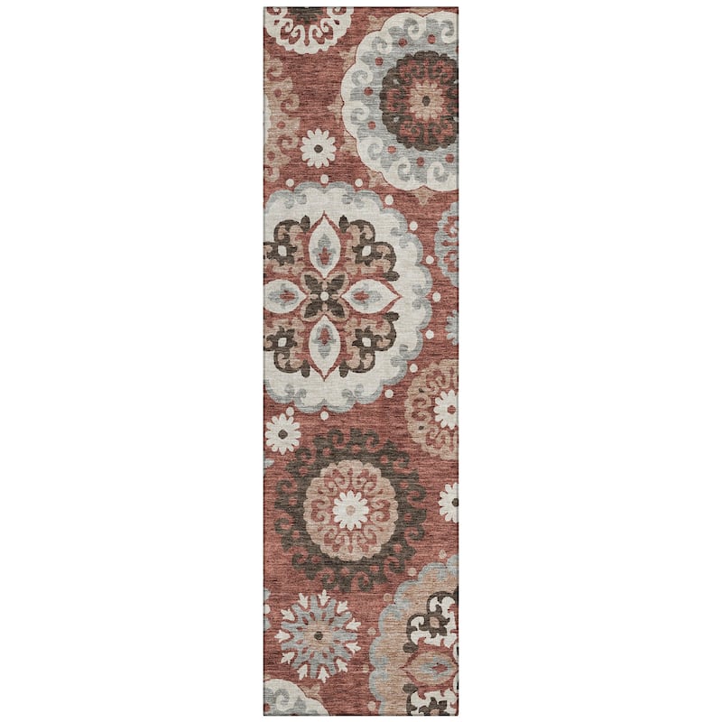 Machine Washable Indoor/ Outdoor Chantille Casual Medallion Rug