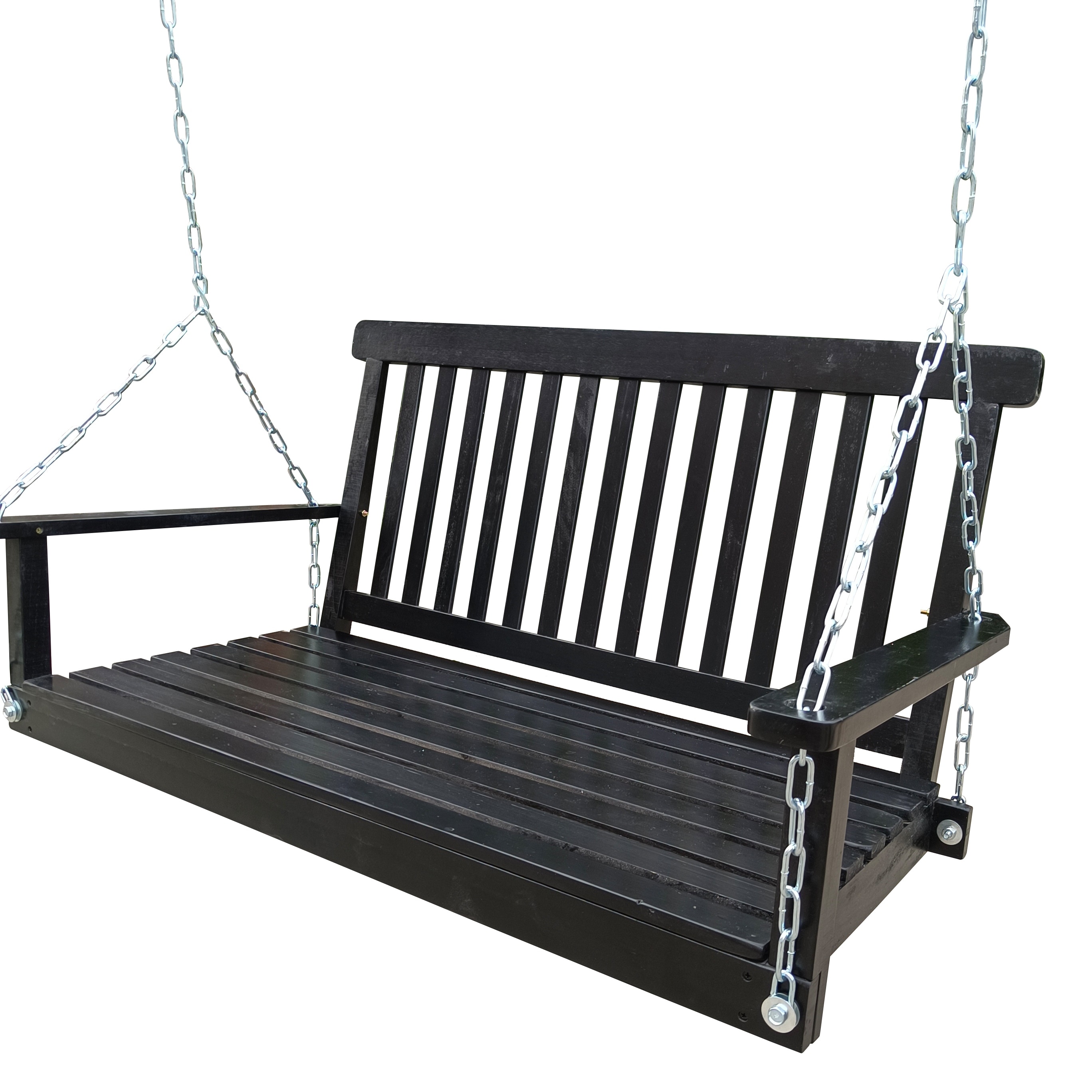 Front Porch Swing With Armrests And Hanging Chains For Outdoor Patio And Garden