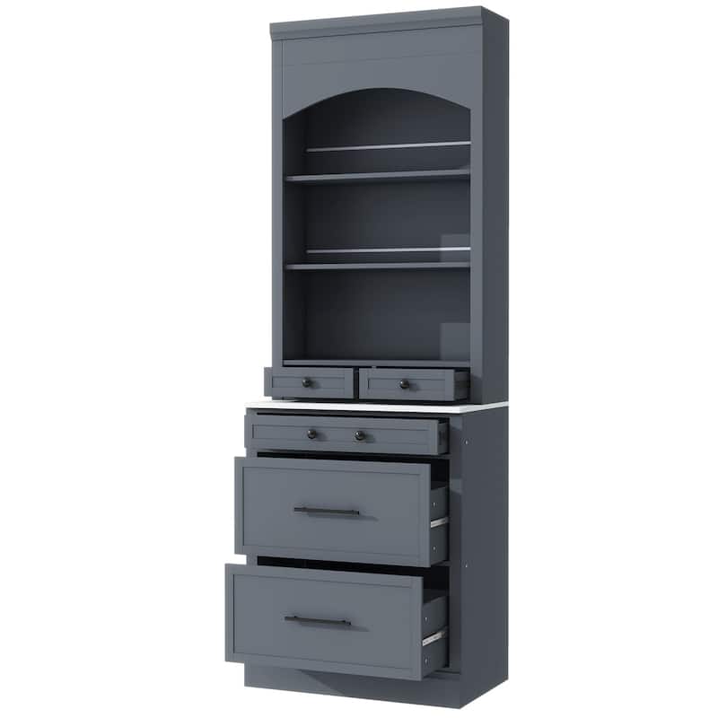 83.7 Inch Tall Kitchen Pantry, Kitchen Hutch, Display Cupboard Cabinet