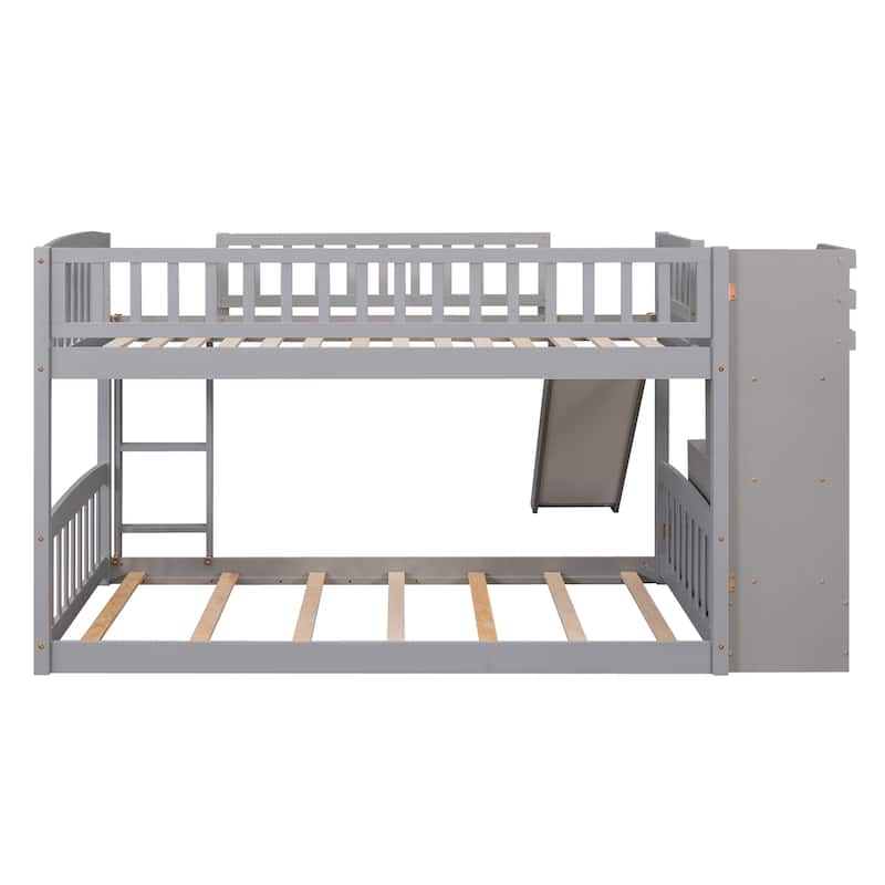 Twin over Twin Pine Bunk Bed with Slide