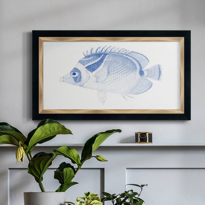 Blue & White Tropical Fish IV Premium Framed Canvas- Ready to Hang