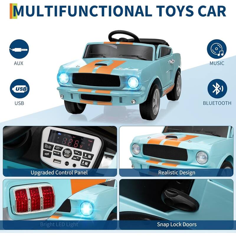 12v Electric Vehicle Licensed Shelby GT350 Ride on Car Toy for Kids Best Gifts