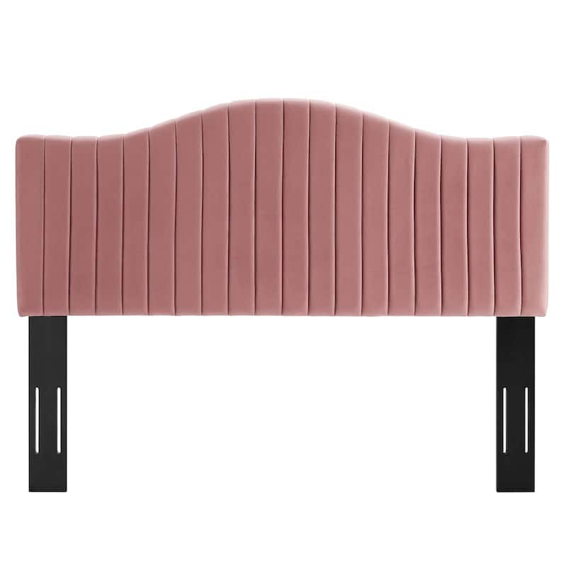 Findlay Arched Heather Pink Velvet Upholstered Full/Queen Size Headboard