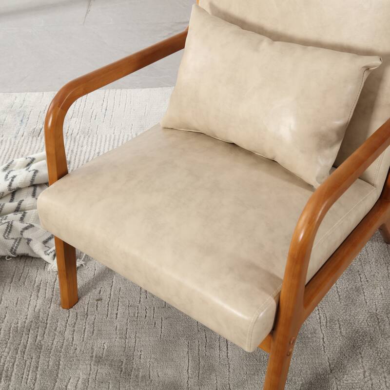 Khaki Modern 23.2" Accent Chair with Pillow