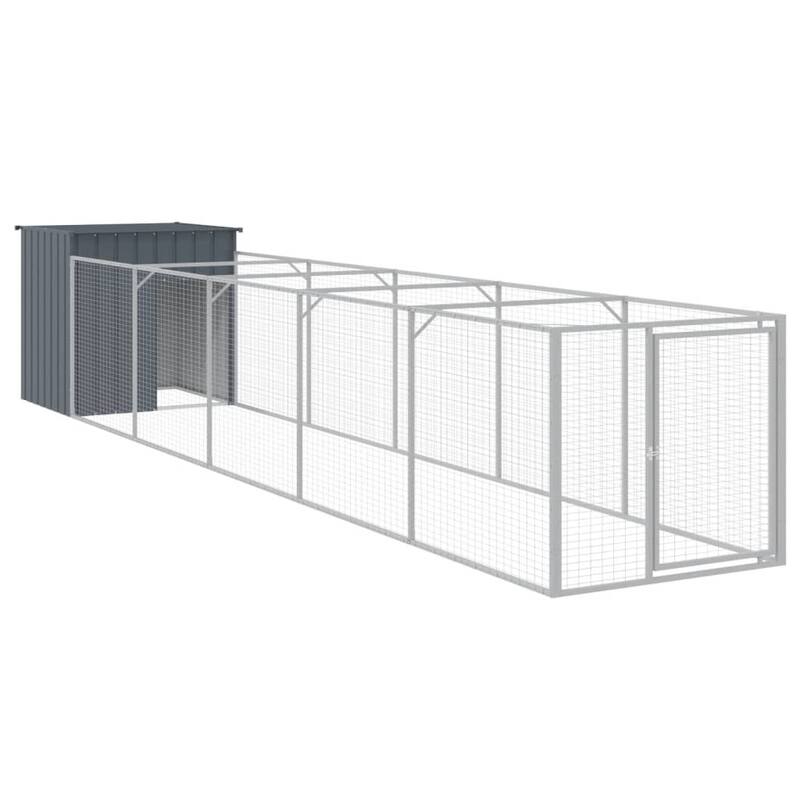 vidaXL Dog House with Run Anthracite/Light Gray multisize Galvanized Steel