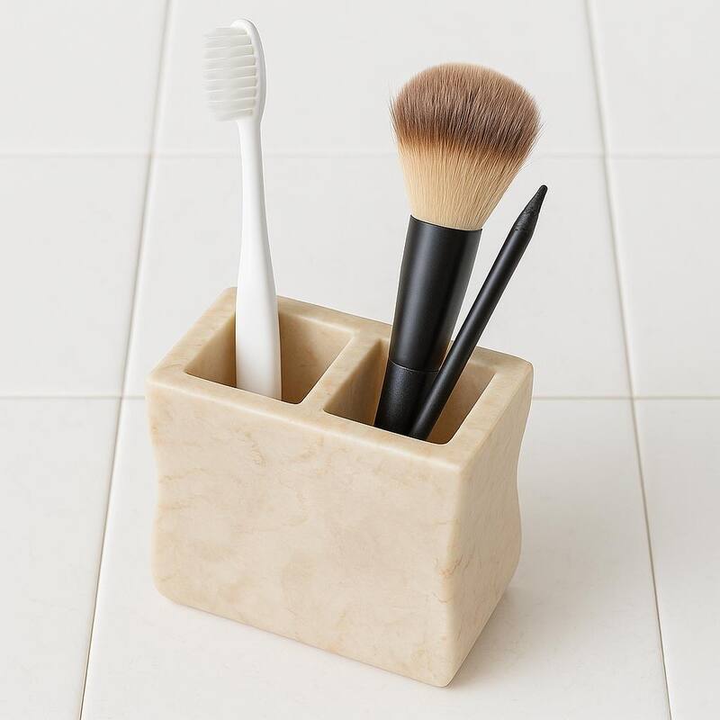 Creative Home Champagne Marble Toothbrush Holder, Tooth Brush Holder - Beige