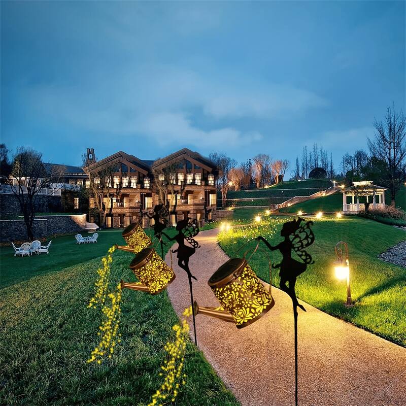 RGB light 1 PCS Fairy Garden Decor Light with Solar Watering Can