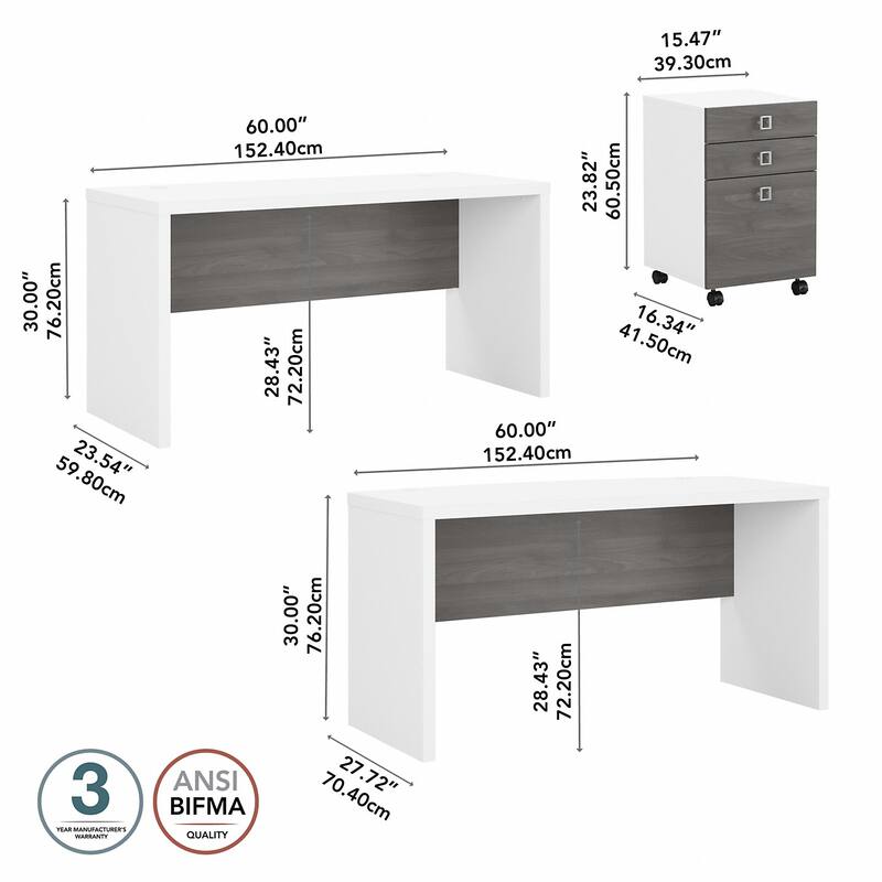 Echo Bow Front Desk and Credenza w/ Drawers by Bush Business Furniture