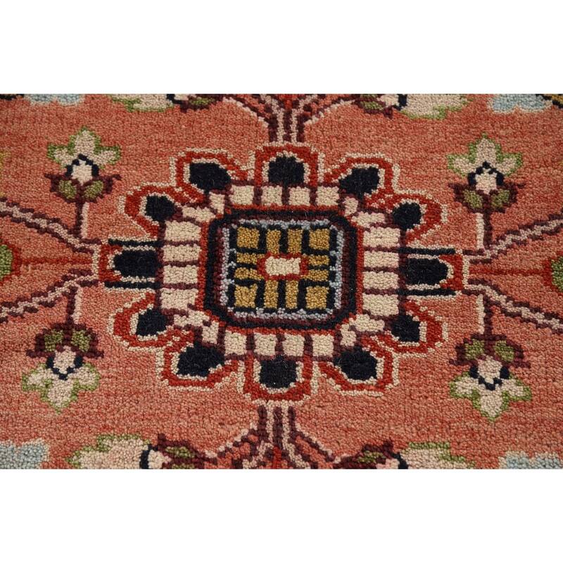 Blues & Orange Heriz Serapi Indian Area Rug Hand-Knotted Wool Carpet - 8'11"x 11'10"