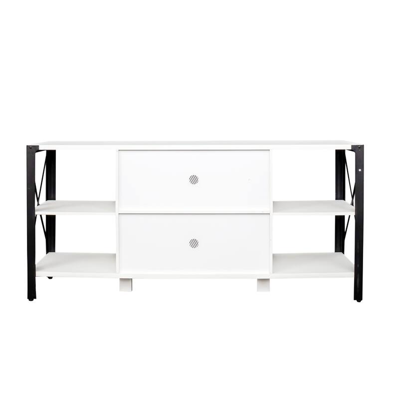 GDF Studio - Aishley Industrial Farmhouse 70.87" Wide TV Stand with Metal Frame and Open Storage Shelves