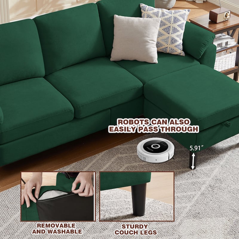 3-Piece Living Room Sectional Sofa Set with Loveseat and Ottoman