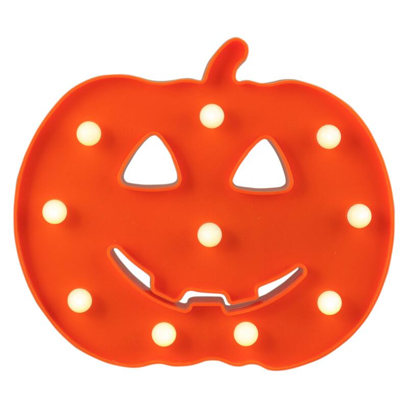 LED Lighted Jack-O-Lantern Halloween Marquee Sign - 8.5" - White Lights
