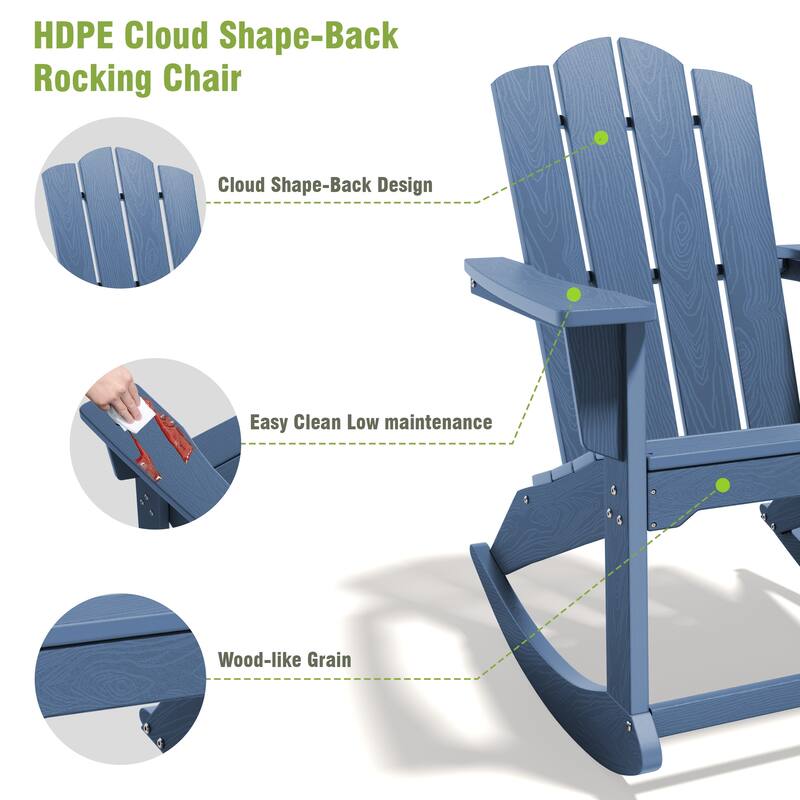 HDPE All Weather Patio Rocking Chair with Wide Armrest