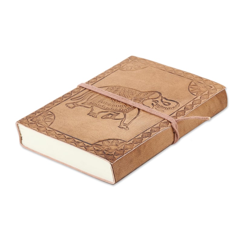 Novica Handmade Stomping Grounds Embossed Leather Journal