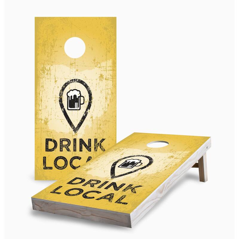 Drink Local Corn Hole Board Set w Case & Lights - 16 Years and Up