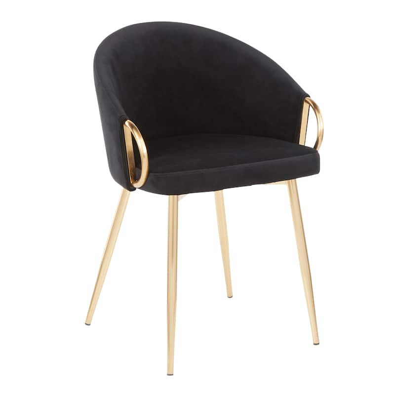 Silver Orchid Battista Upholstered Chair - Set of 2 - Black Velvet/Gold Metal