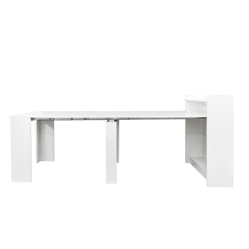 Roomfitters Modern Extendable Dining Table with Storage, Space-Saving Convertible Table