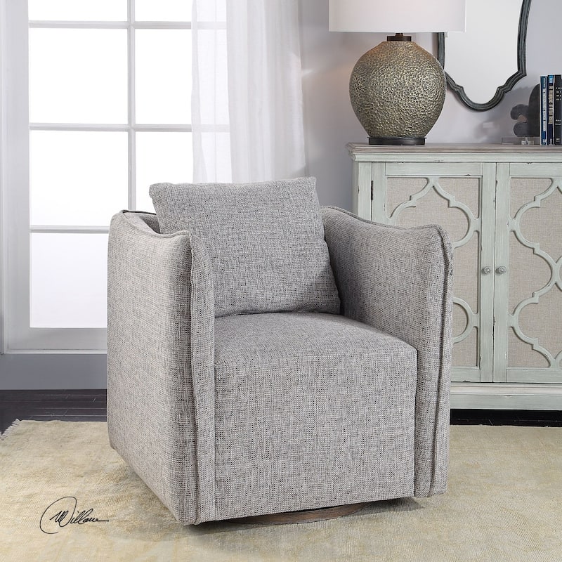 Uttermost Corben 29" Wide Shelter Arm Wood Frame Swivel Accent Chair
