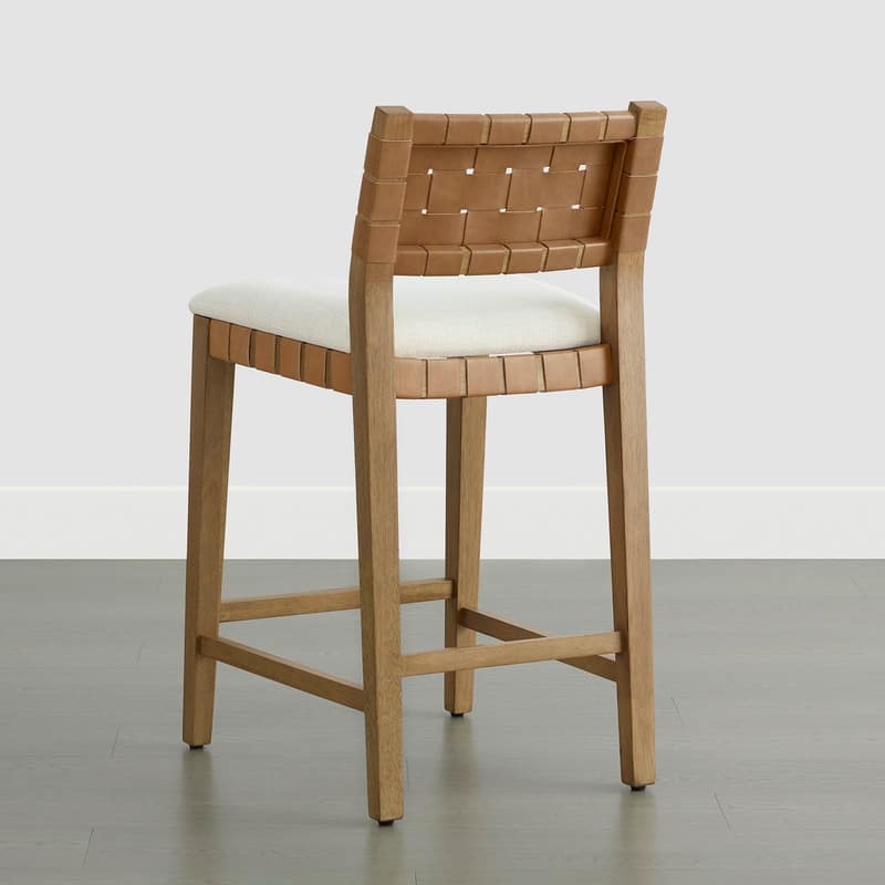 Spruce & Spring Orion Counter Bar Stool with Handwoven Double-faced PVC Backrest