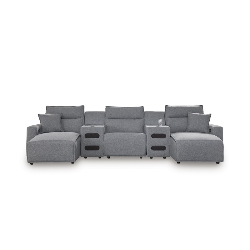 Signature Design by Ashley Modmax Gray 5-Piece Power Reclining Sectional with Chaise - 152" W x 63" D x 41" H