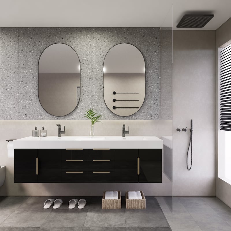 Noble 72" Floating Vanity with Reinforced Acrylic Double Sink