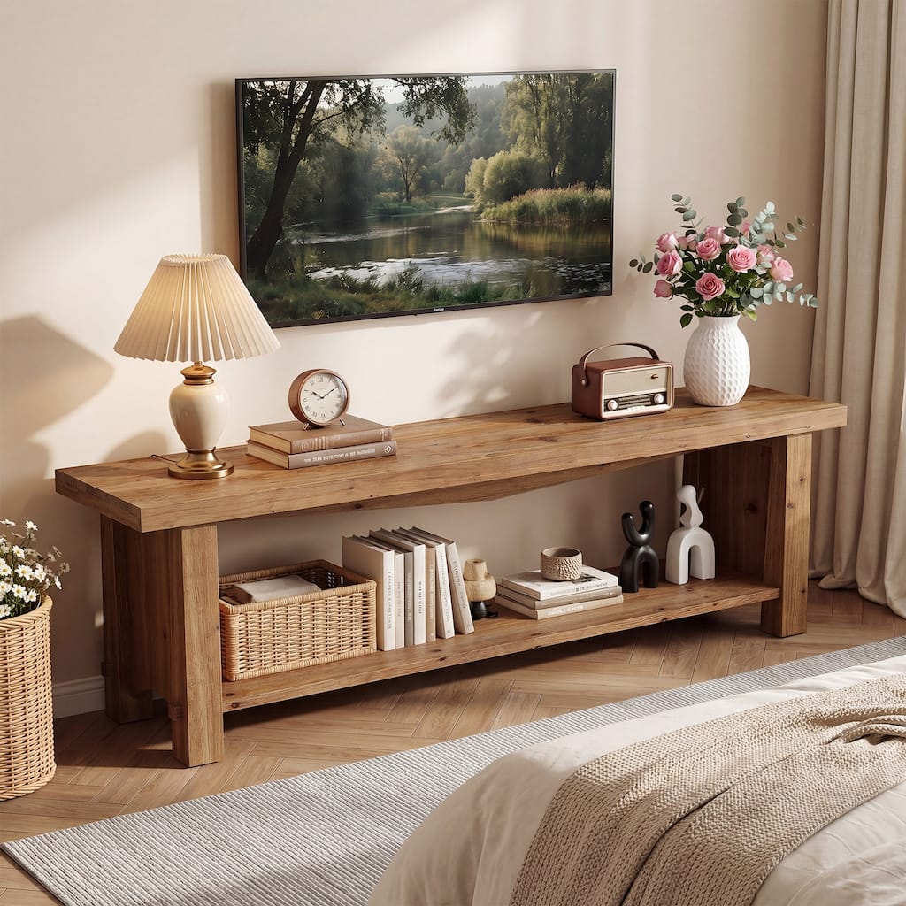 63-Inch TV Stand for 75-Inch TV, Farmhouse Entertainment Center
