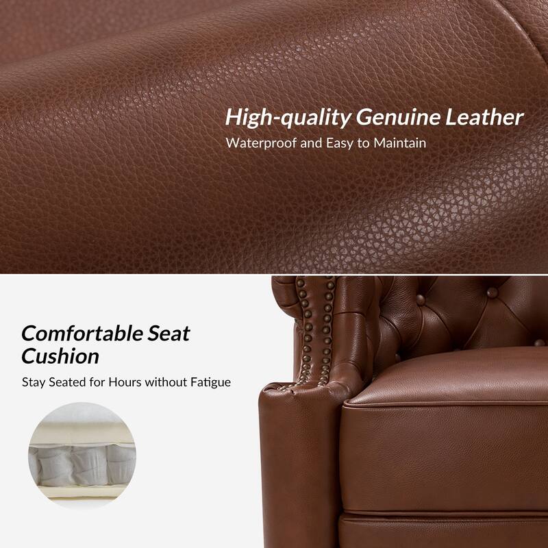 Felipe Modern Genuine Leather Swivel Chair With Tufted Back Set of 2 By HULALA HOME