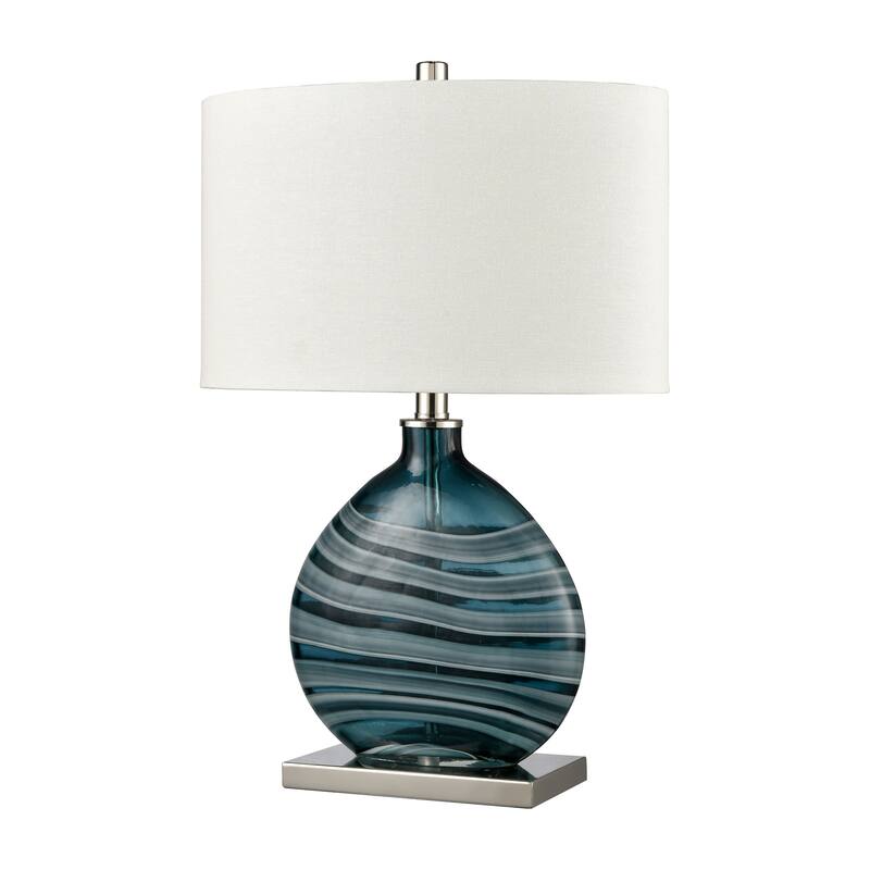 Elk Home Portview Teal With White Linen Shade 1 Light Table Lamp