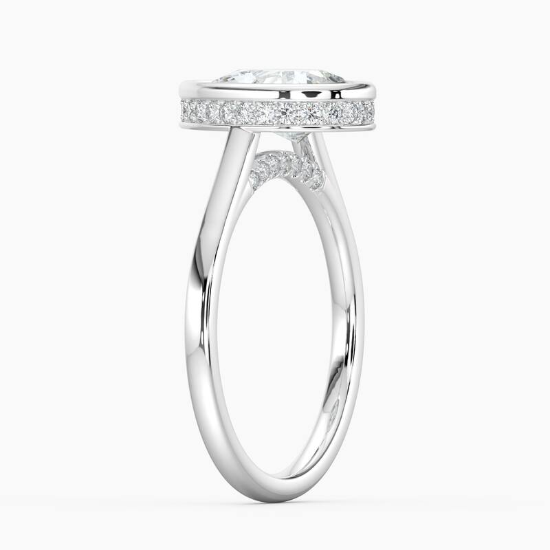 Auriya 14k Gold Lab Grown Pear Diamond Bezel Unique Hidden Halo Engagement Ring 1.00 to 5.00 ct. tw. (F-G, VS)