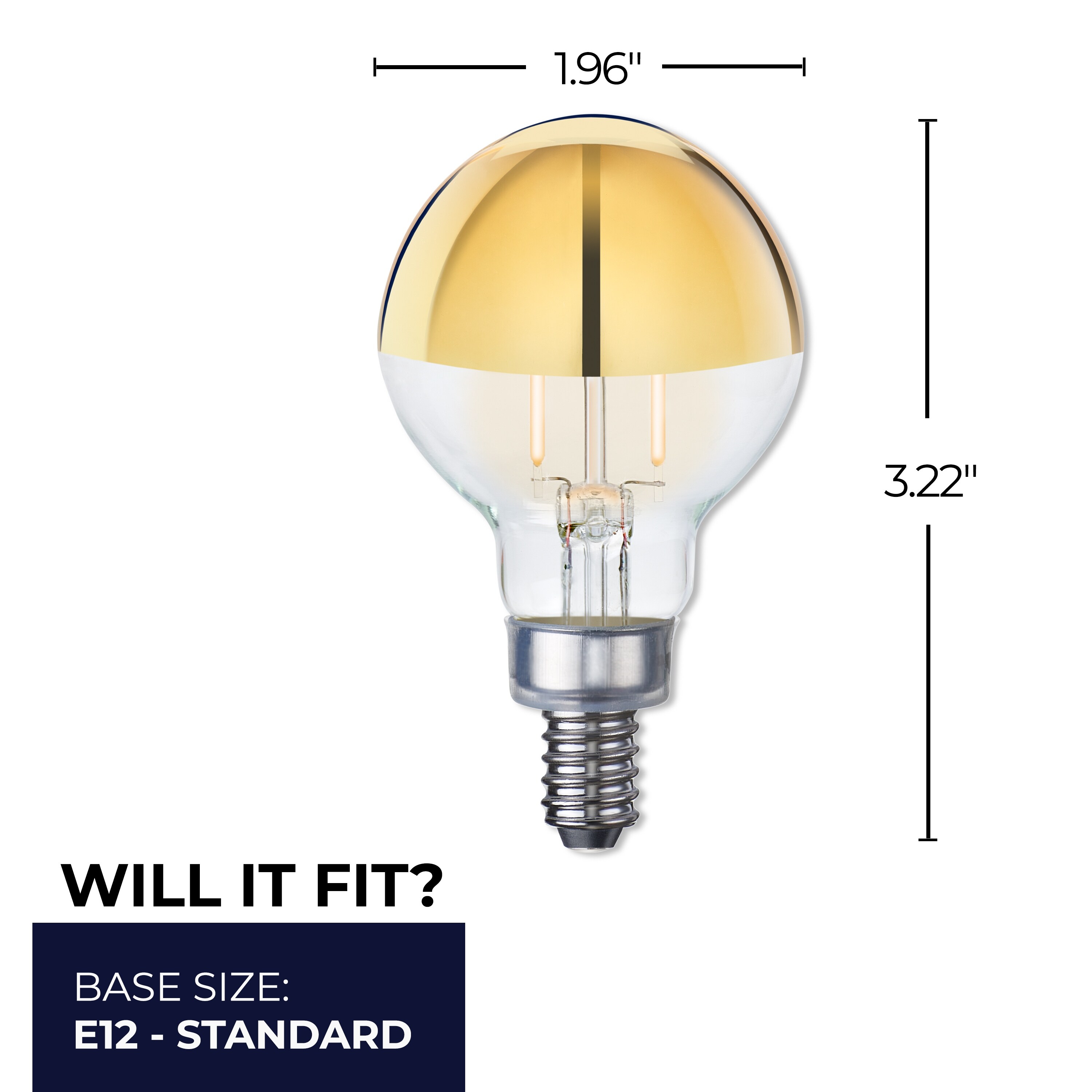 Bulbrite LED Filament Pack of 4 2.5 Watt Dimmable G16 Light Bulb with Half Gold Glass Finish and Candelabra E12 Base On Sale Bed Bath Beyond 37922591