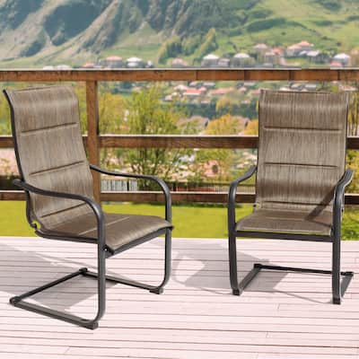 Nuu Garden Outdoor Chair Set of 2 C-spring Motion Dining Chairs, Textilene