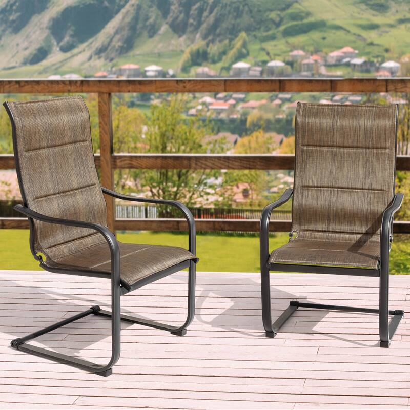 Textilene Patio Dining Chair Set of 2, Powder-coated Iron Fram