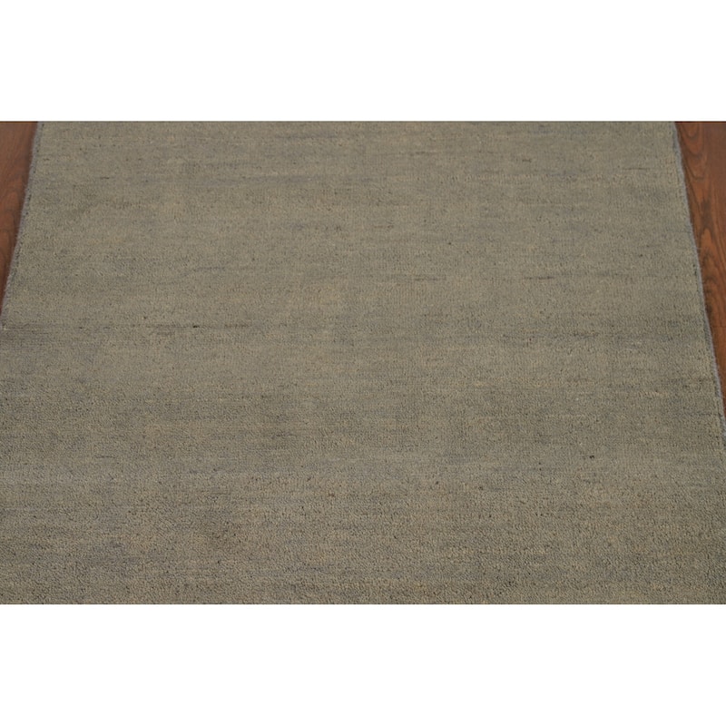 Modern Tribal Gabbeh Oriental Rug Handmade Green Wool Carpet - 2'9" x 4'0"