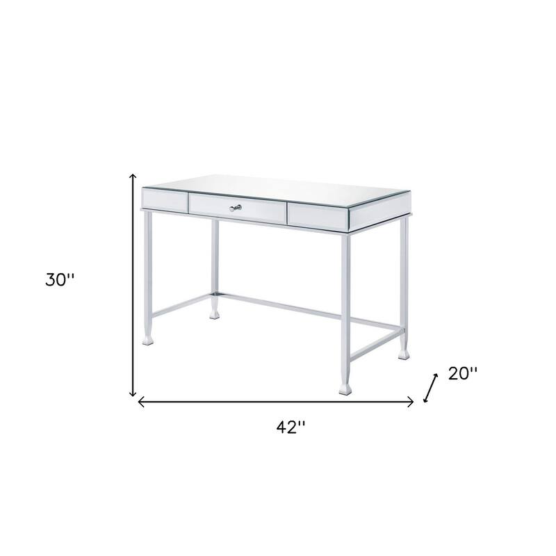 42" Clear Mirrored Writing Desk