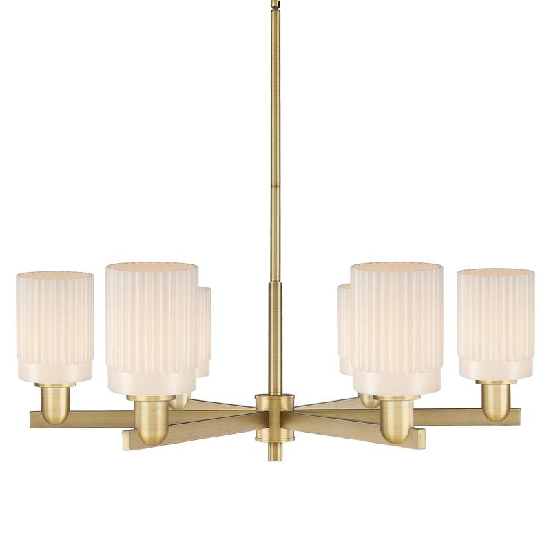 Innovations Lighting 716-6CR-11-35 Hadley Chandelier Hadley 6 Light - Brushed Brass / Matte White