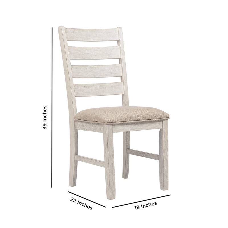 Fabric Dining Side Chair with Ladder Back, Set of 2, White and Brown