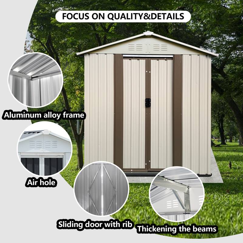 Durable 5x3 ft Metal Garden Storage Shed Waterproof UV-Resistant Outdoor Tool Organizer with Ventilation - 62.2" x 33.1" x 61.7"