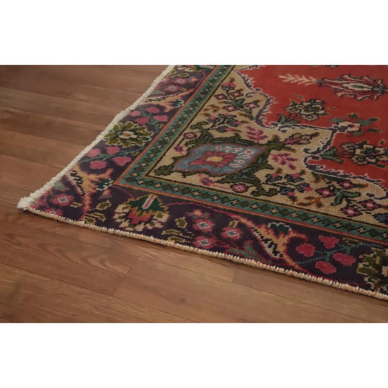 Hand Knotted Oriental 100% Wool Carpet Traditional Medallion Oranges & Rust Tabriz Area Rug - 6' 0'' X 4' 2''