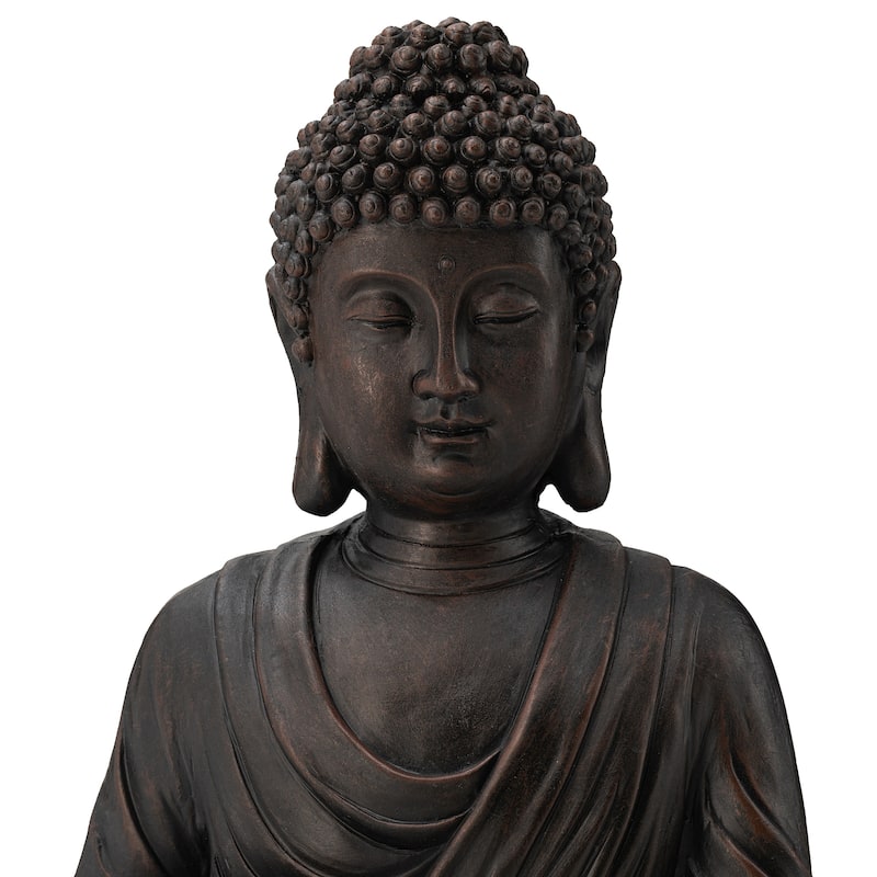 Glitzhome Polyresin Meditating Buddha Frog/Elephant Statue Outdoor Water Fountain with LED Lights